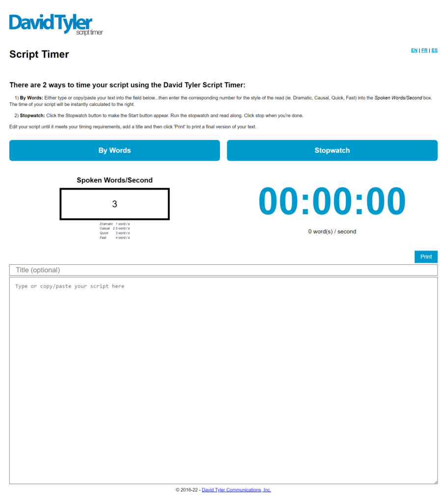 David Tyler Script Timer